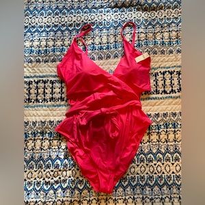 Pink Aerie One Piece Wrap Swimsuit